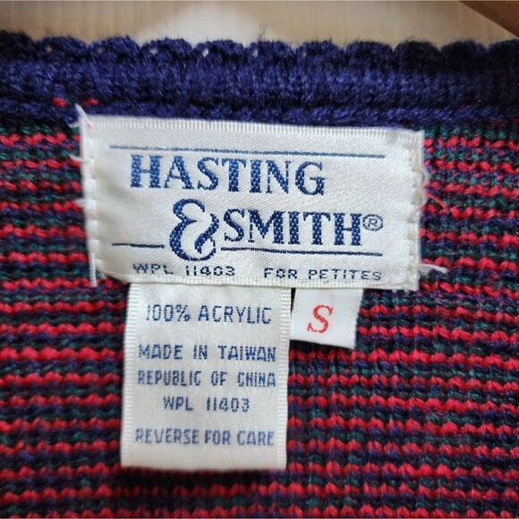 Hasting & Smith Sweater Women SP Red Plaid Knit Cardigan Button Pockets Long Slv - Picture 9 of 9